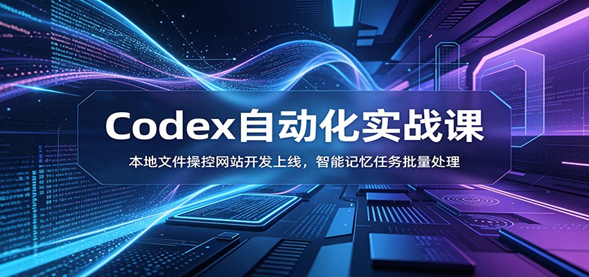 Codex自动化实战课：本地文件操控网站开发上线，智能记忆任务批量处理-优优云创网