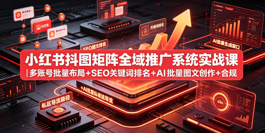 20260701101951220-03f5517114353d912832c331ab2703e1 小红书抖图矩阵全域推广系统实战课|多账号批量布局+SEO关键词排名+AI批量图文创作+合规私域导流完整落地教程
