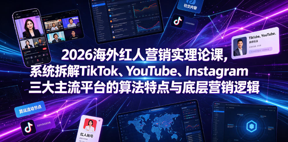2026海外红人营销实理论课，系统拆解TikTok、YouTube、Instagram三大主流平台的算法特点与底层营销逻辑-优优云创网