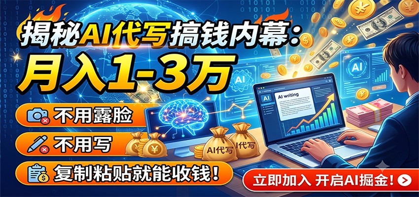 揭秘AI代写搞钱内幕：月入1-3万，不用露脸不用写，复制粘贴就能收钱！-优优云创网