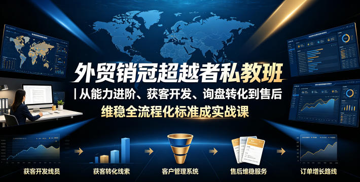外贸销冠超越者私教班｜从能力进阶、获客开发、询盘转化到售后维稳全流程标准化成交实战课-优优云创网