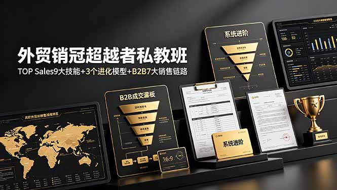 外贸销冠超越者私教班：TOP Sales9大技能+3个进化模型+B2B7大销售链路，系统进阶-优优云创网
