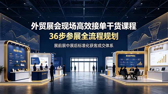 外贸展会现场高效接单干货课程，36步参展全流程规划，展前展中展后标准化获客成交体系-优优云创网