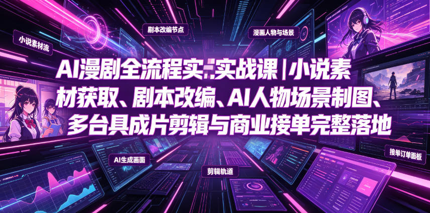 20260703100403950-aed39720f8442f58733523f0150d36f2 AI漫剧全流程实战课|小说素材获取、剧本改编、AI人物场景制图、多工具成片剪辑、平台付费变现与商业接单完整落地