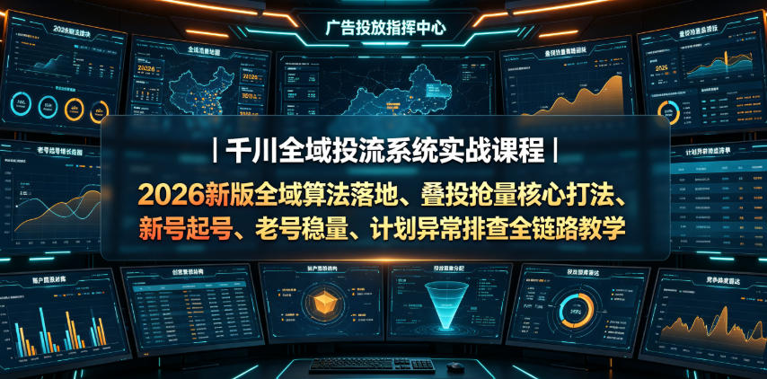 20260703221925195-303c9c1ebf99d20ff80ad977fdbab1c1 千川全域投流系统实战课程|2026新版全域算法落地、叠投抢量核心打法、新号起号、老号稳量、计划异常排查全链路教学