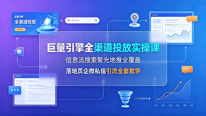 巨量引擎全渠道投放实操课,信息流搜索聚光地推全覆盖,落地页企微私信引流全套教学-优优云创网