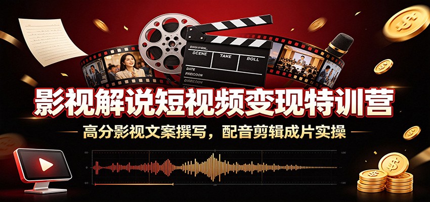 影视解说短视频变现特训营：高分影视文案撰写，配音剪辑成片实操-优优云创网