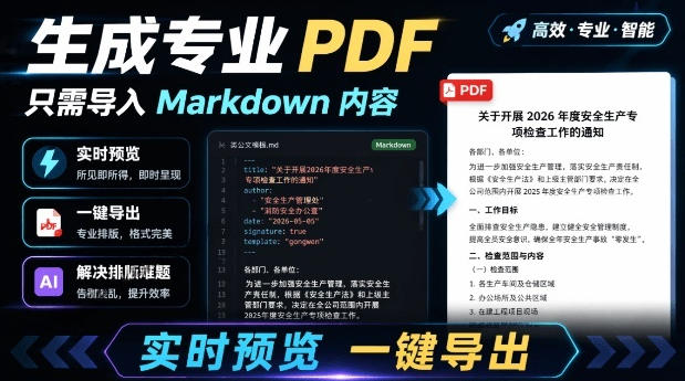 20260706161903206-e363dc4d07ba2f78f8a1d7a00a29083c 只需导入Markdown内容,实时预览一键导出专业PDF!轻松解决AI生成内容排版问题Presto