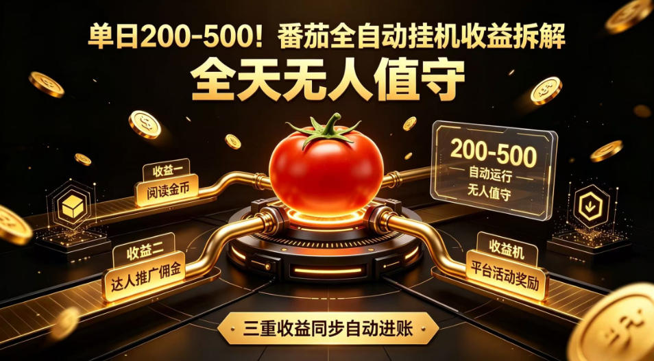 单日200-500!番茄全自动挂G收益拆解,全天无人值守,矩阵操作收益翻倍【揭秘】-优优云创网