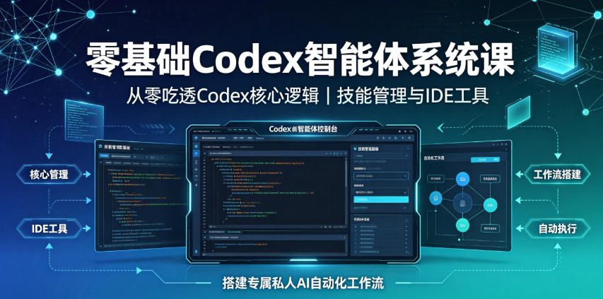 零基础Codex智能体系统课｜从零吃透Codex核心逻辑、技能管理与IDE工具，搭建专属私人AI自动化工作流-优优云创网