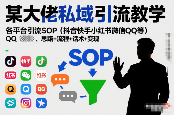 某大佬私域引流教学，各平台引流SOP(抖音快手小红书微信QQ等)，思路+流程+话术+变现(更新0708)-优优云创网