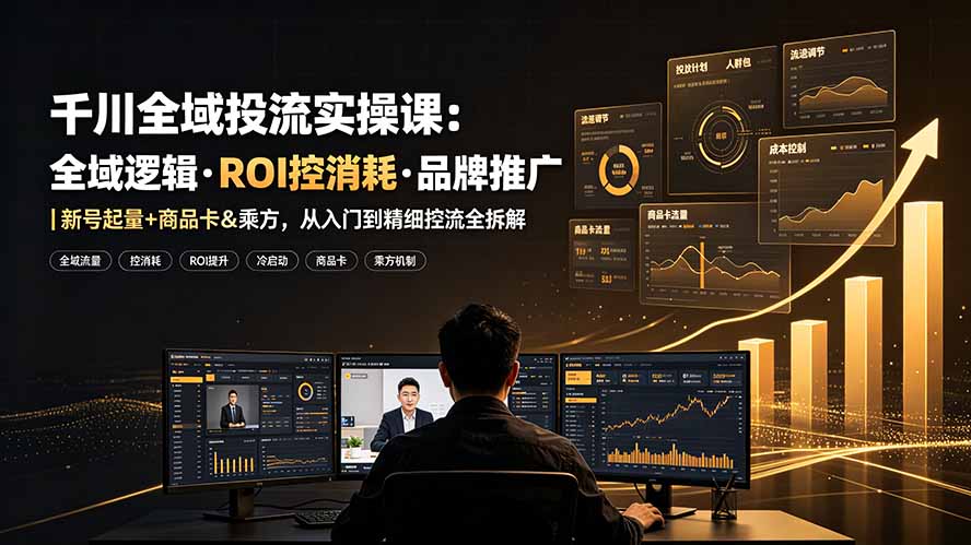 千川全域投流实操课:全域逻辑·ROI控消耗·品牌推广|新号起量+商品卡&乘方,从入门到精细控流全拆解-优优云创网