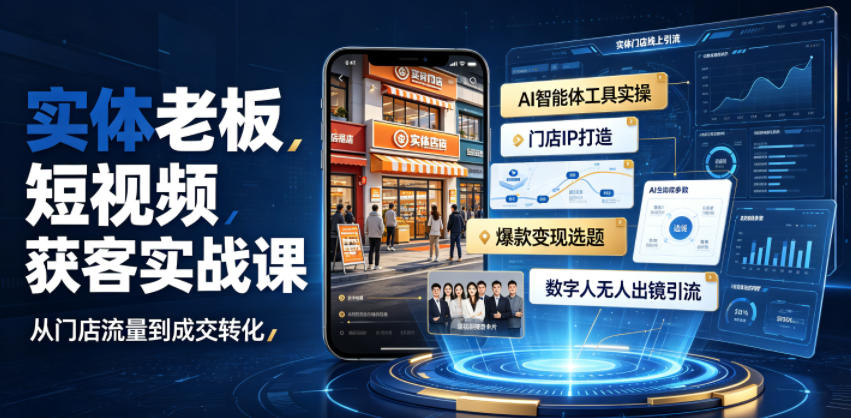 20260709101022969-ba13942ce01a58b2413e48c950c3533c 实体老板短视频获客实战课|AI智能体工具全套实操、门店IP打造、爆款变现选题、数字人无人出镜引流完整教程