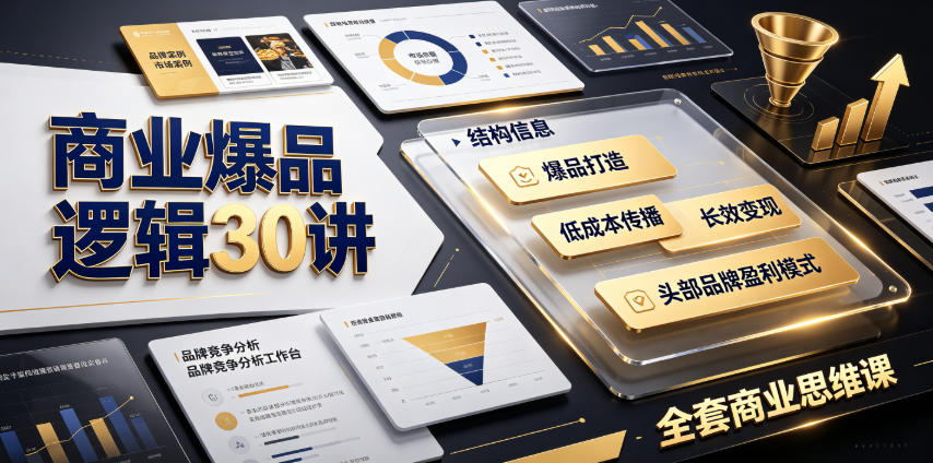 商业爆品逻辑30讲｜拆解各行各业头部品牌盈利模式，吃透爆品打造、低成本传播、长效变现全套商业思维课-优优云创网