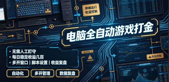 电脑全自动游戏打金，无需人工盯守，每日稳定收益几百！【揭秘】-优优云创网