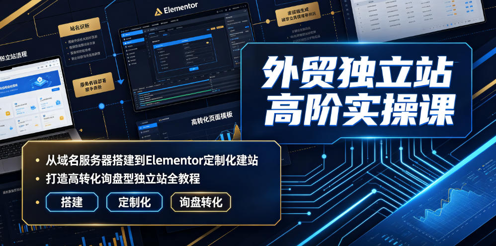 外贸独立站高阶实操课|从域名服务器搭建到Elementor定制化建站,打造高转化询盘型独立站全教程-优优云创网