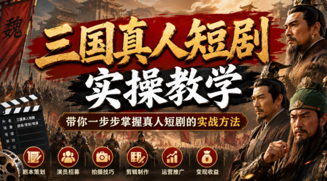 三国真人短剧实操教学，带你一步步掌握真人短剧的实战方法-优优云创网