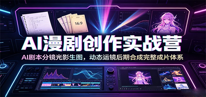 AI漫剧创作实战营:AI剧本分镜光影生图,动态运镜后期合成完整成片体系-优优云创网