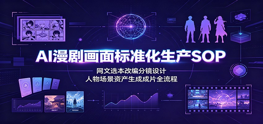 AI漫剧画面标准化生产SOP：网文选本改编分镜设计，人物场景资产生成成片全流程-优优云创网