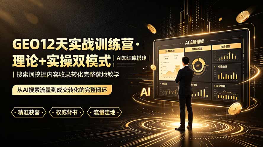 GEO12天实战训练营·理论+实操双模式｜AI知识库搭建｜搜索词挖掘内容收录转化完整落地教学-优优云创网