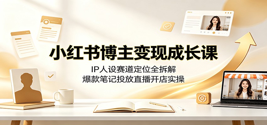 小红书博主变现成长课:IP人设赛道定位全拆解,爆款笔记投放直播开店实操-优优云创网