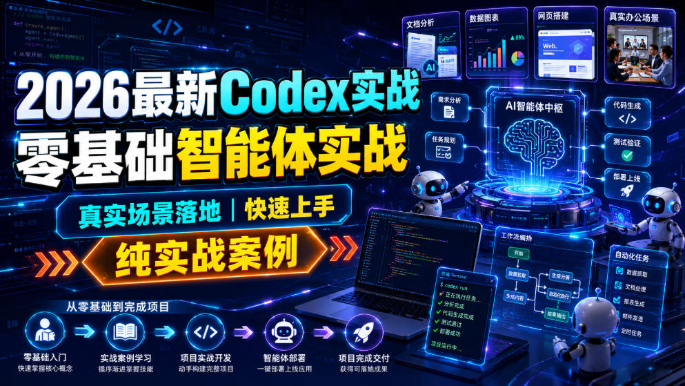 2026最新Codex实战零基础智能体实战，真实场景落地，快速上手，纯实战案例-优优云创网