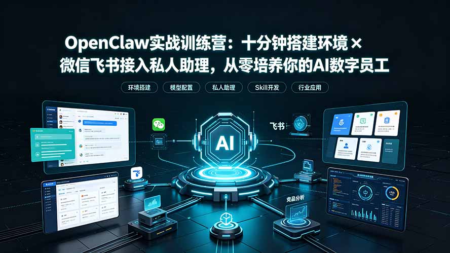 OpenClaw实战特训营：十分钟搭建环境×微信飞书接入私人助理，从零培养你的AI数字员工-优优云创网