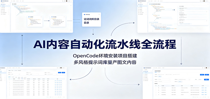 AI内容自动化流水线全流程：OpenCode环境安装项目搭建，多风格提示词库量产图文内容-优优云创网