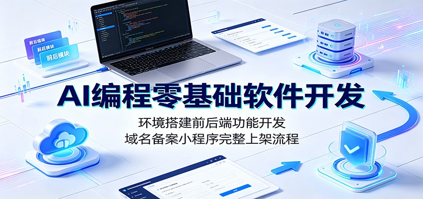 AI编程零基础软件开发：环境搭建前后端功能开发，域名备案小程序完整上架流程-优优云创网