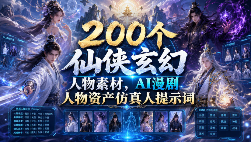 20260712121618314-811a7ab3e25cbd53a175bc87f8b2a21f 200个仙侠玄幻人物素材,AI漫剧人物资产仿真人提示词