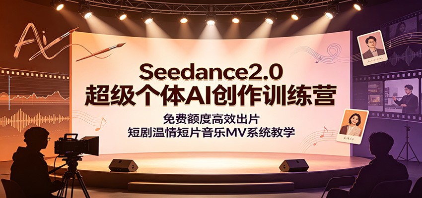 Seedance2.0超级个体AI创作训练营：免费额度高效出片，短剧温情短片音乐MV系统教学-优优云创网