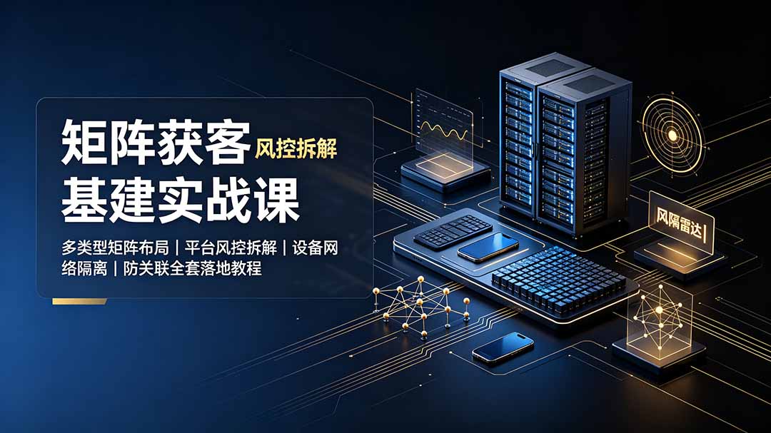 矩阵获客基建实战课：多类型矩阵布局｜平台风控拆解｜设备网络隔离｜防关联全套落地教程-优优云创网