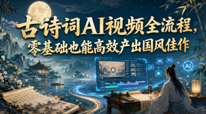 古诗词AI视频全流程，零基础也能高效产出国风佳作-优优云创网