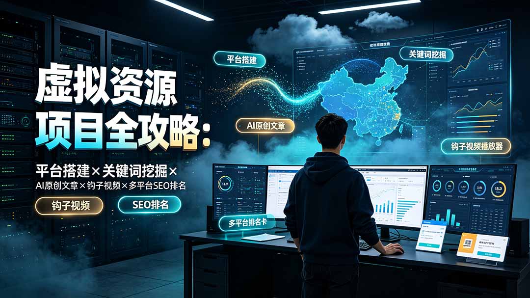 虚拟资源项目全攻略：平台搭建×关键词挖掘×AI原创文章×钩子视频×多平台SEO排名-优优云创网