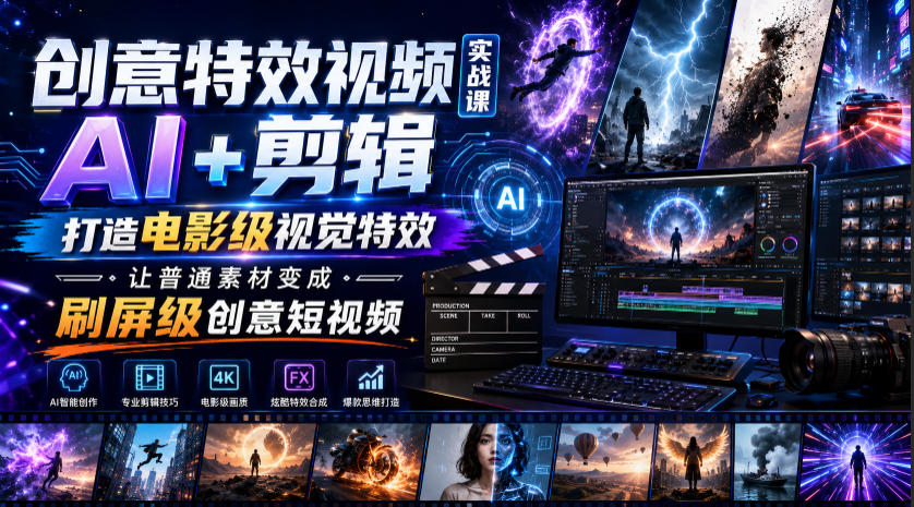 20260713160618881-ba77dac0facce19ddd19a53074972ecf 创意特效视频实战课,AI+剪辑打造电影级视觉特效,让普通素材变成刷屏级创意短视频