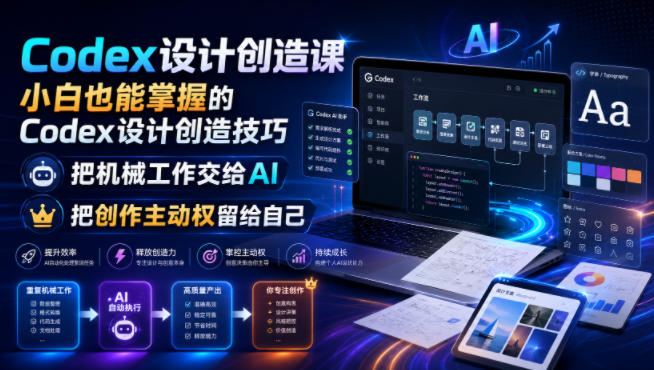 20260713180740278-3f37e4c8ee7706ba05c75cab9b6e29d9 Codex设计创造课,小白也能掌握的Codex设计创造技巧,把机械工作交给AI,把创作主动权留给自己
