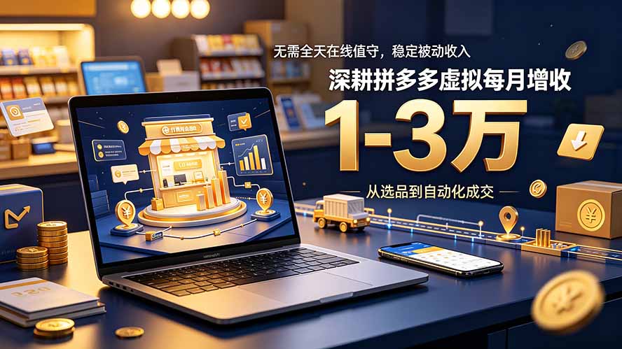 无需全天在线值守，稳定被动收入，深耕拼多多虚拟每月增收 1-3 万-优优云创网