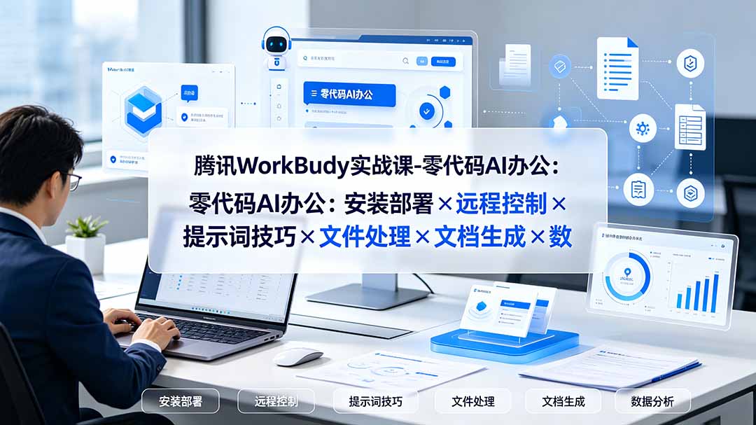 腾讯WorkBuddy实战课-零代码AI办公：安装部署×远程控制×提示词技巧×文件处理×文档生成×数据分析-优优云创网