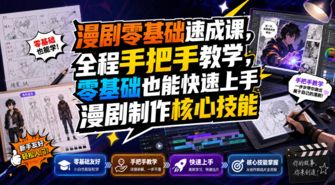 20260714120619871-4088845fe6a61fb94ddef7884e6ca263 漫剧零基础速成课,全程手把手教学,零基础也能快速上手漫剧制作核心技能