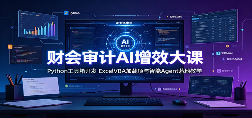 财会审计AI增效大课：Python工具箱开发，ExcelVBA加载项与智能Agent落地教学-优优云创网