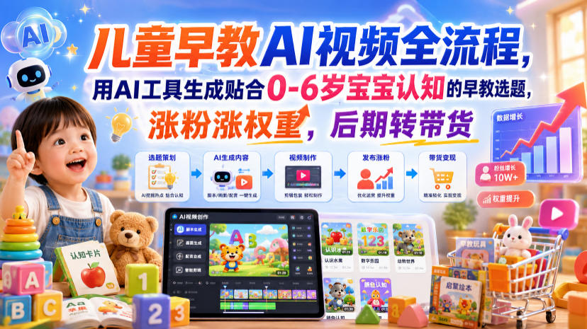 20260714143334454-12adfe0feb210030f6f0726a18fb9ab1 儿童早教AI视频全流程,用AI工具生成贴合0-6岁宝宝认知的早教选题,涨粉涨权重,后期转带货