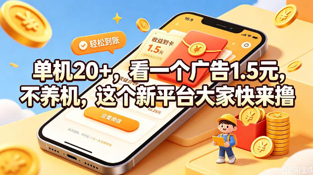 20260714160638611-84004d94f5dcdf2911b8685c5823c9bd 单机20+,看一个广告1.5米,不养机,这个新平台大家快来撸【揭秘】
