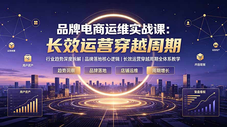 品牌电商运维实战课：行业趋势深度拆解｜品牌落地核心逻辑｜长效运营穿越周期全体系教学-优优云创网