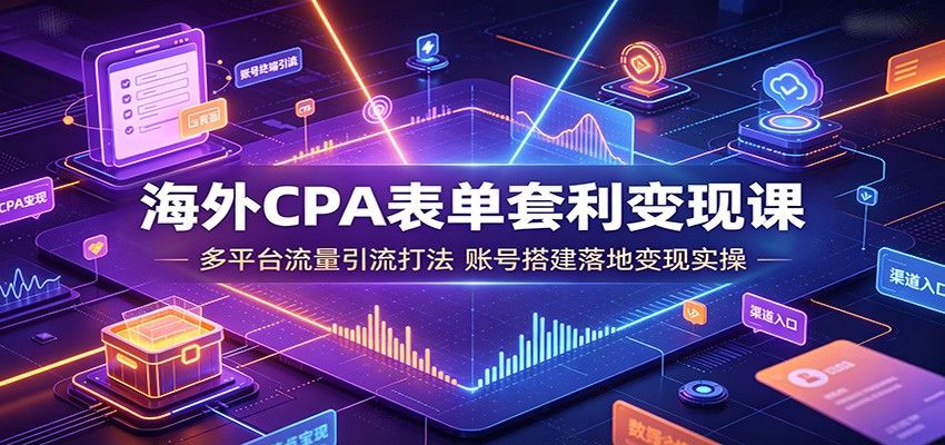 海外CPA表单套利变现课:多平台流量引流打法,账号搭建落地变现实操-优优云创网