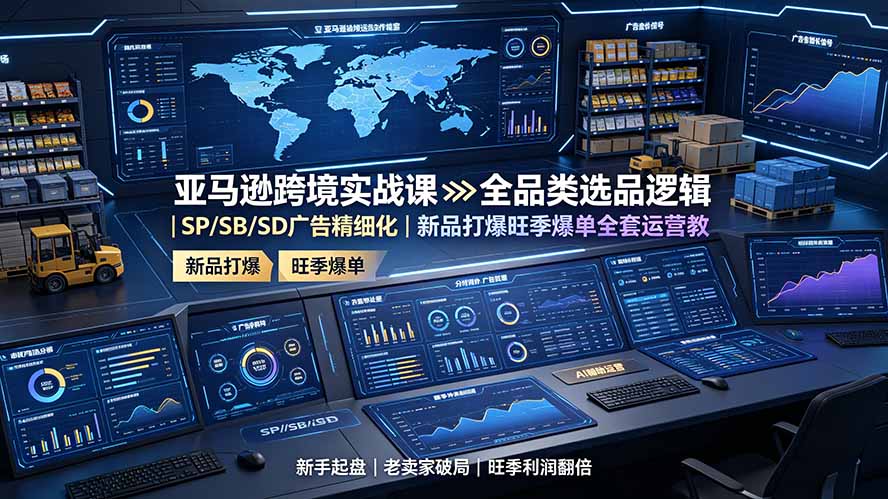 亚马逊跨境实战课:全品类选品逻辑|SP/SB/SD广告精细化|新品打爆旺季爆单全套运营教程-优优云创网