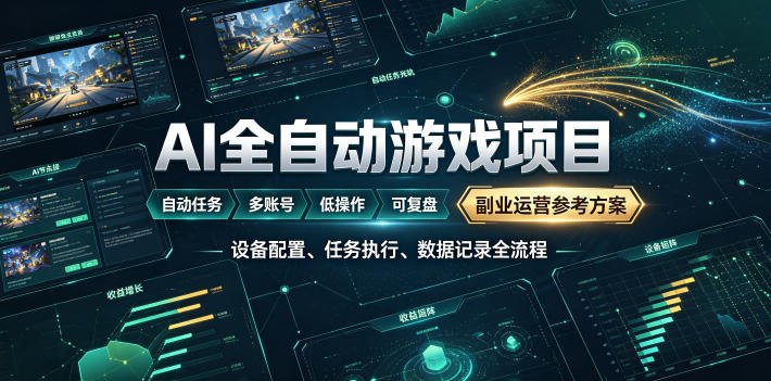 AI全自动游戏躺賺副业：日入几百，稳定运行三年的项目！【揭秘】-优优云创网