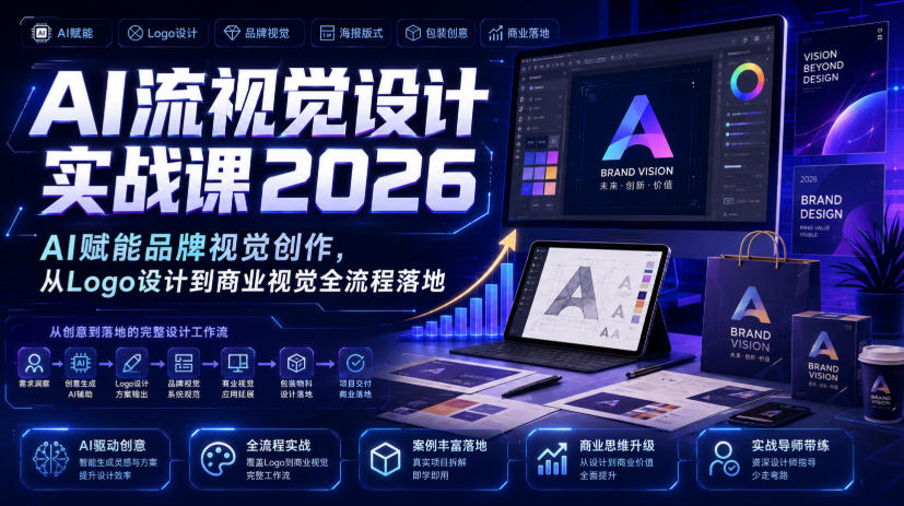 20260716102835119-1510f0a65cb34a3d5902f6e310cefa75 AI流视觉设计实战课2026:AI赋能品牌视觉创作,从Logo设计到商业视觉全流程落地