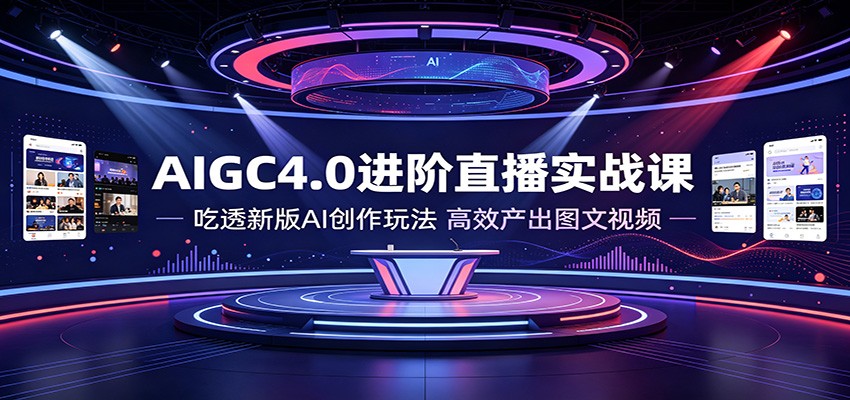 AIGC4.0进阶直播实战课：吃透新版AI创作玩法，高效产出图文视频-优优云创网