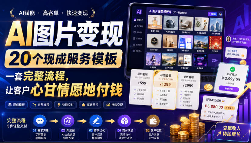 AI图片变现，20个现成服务模板，一套完整流程，让客户心甘情愿地付钱【原创双语字幕】-优优云创网