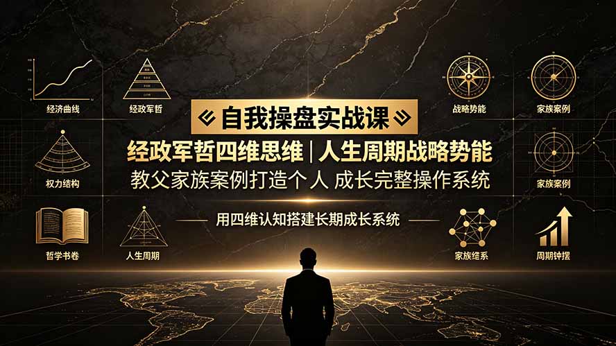 自我操盘实战课：经政军哲四维思维｜人生周期战略势能｜教父家族案例打造个人成长完整操作系统-优优云创网